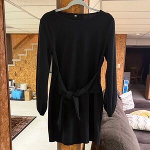 SHEIN Black Long Sleeve Dress with Bow